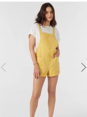 O'Neill Summerlin Linen Blend Yellow Short Overalls - Casual Bib Style